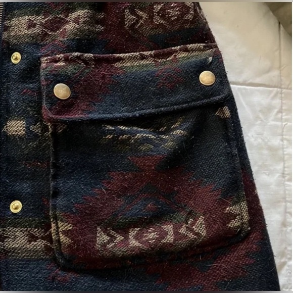 🚨 Coffeeshop Mixed Media Aztec Tribal Patterned Print Hooded Coat. Medium. - Picture 7 of 14
